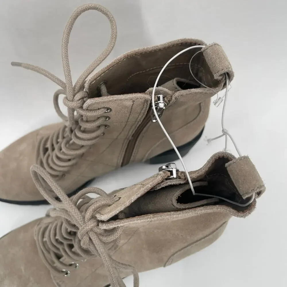 DOLCE VITA Nigel Boots Size 8 Lace Up Heels NEW Suede Leather Bootie Taupe NWOT - Picture 12 of 16